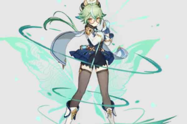 Sucrose From Genshin Impact has beautiful short green hair